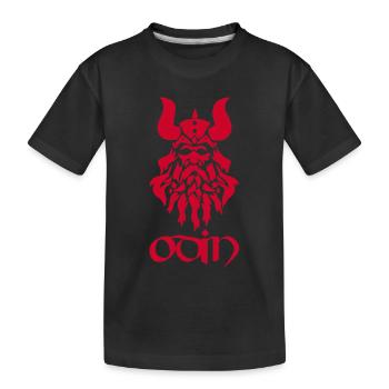 Norse God Odin (red) - Kids' Premium Organic T-Shirt - black - Front