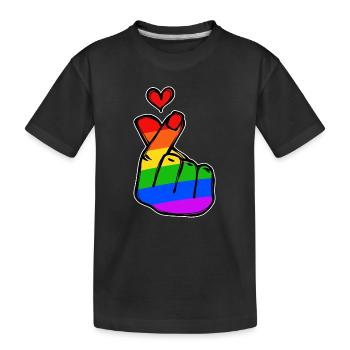 Frieden Herz Liebe Regenbogen Friedensbewegung - Kinder Premium Bio T-Shirt - Schwarz - Vorne