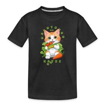 Bio Katze - Kinder Premium Bio T-Shirt - Schwarz - Vorne