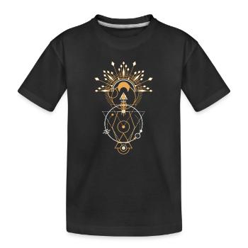 Mandala de la Géométrie Sacrée Dorée - T-shirt bio Premium Enfant - noir - Devant