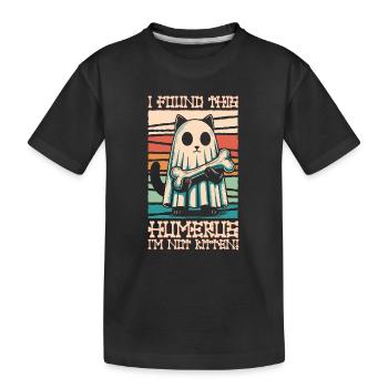 Halloween Cat Ghost Humor Saying Funny - Kids' Premium Organic T-Shirt - black - Front