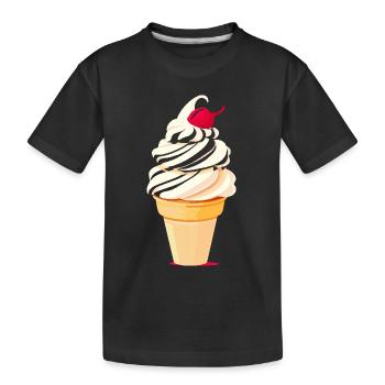 Eiscreme Tüte Grafik - Kinder Premium Bio T-Shirt - Schwarz - Vorne