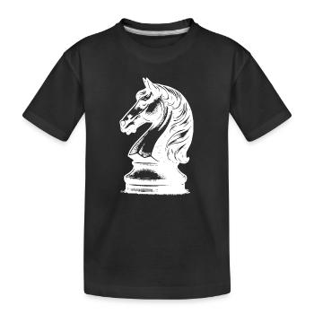 Schachbrett mit Schachfiguren König und Bauern - Kinder Premium Bio T-Shirt - Schwarz - Vorne