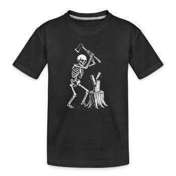 Skelett-Holzfäller-Silhouette - Kinder Premium Bio T-Shirt - Schwarz - Vorne