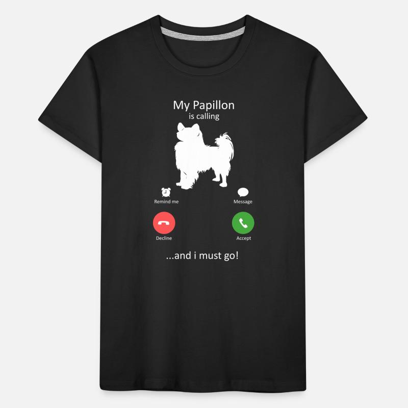Papillon Dog Calling Smartphone Interface Kids' Premium Organic T-Shirt