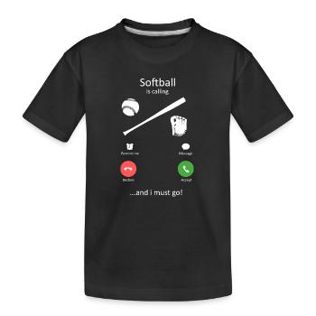 Softball Is Calling Funny Phone Screen Design - Kids' Premium Organic T-Shirt - black - Front