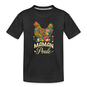 Maman Poule Florale Oeufs De Pâques - T-shirt bio Premium Enfant - noir - Devant