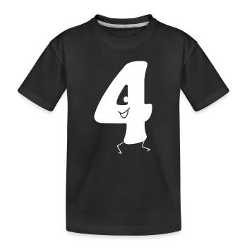 Lustige Vier: Minimalistische Ziffer 4 | Vierter - Kinder Premium Bio T-Shirt - Schwarz - Vorne