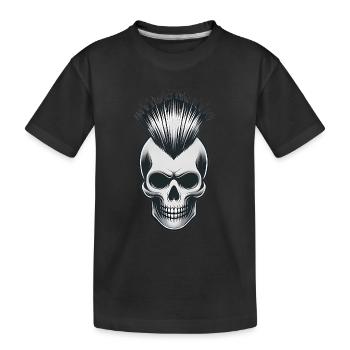 Crâne avec motif punk mohawk - T-shirt bio Premium Enfant - noir - Devant