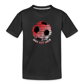 100% Rot Weiß Fußball - Kinder Premium Bio T-Shirt - Schwarz - Vorne