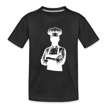 Küchenchef und Hobbykoch Silhouette Portrait - Kinder Premium Bio T-Shirt - Schwarz - Vorne