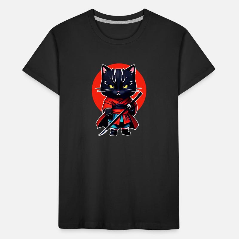 Samurai-Katze Kinder Premium Bio T-Shirt