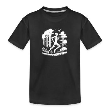 Runners in nature - Kids' Premium Organic T-Shirt - black - Front