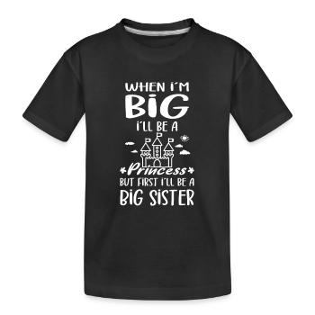 Je serai une grande sœur princesse nouvelles grandes sœurs - T-shirt bio Premium Enfant - noir - Devant