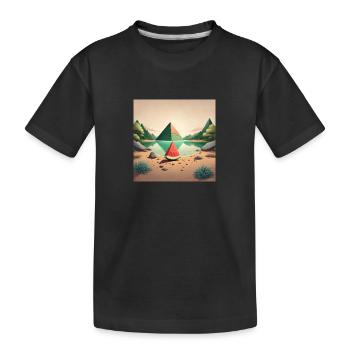 Melone mit Pyramide - Kinder Premium Bio T-Shirt - Schwarz - Vorne