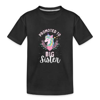 Promoted to big sister 2024 Unicorn - Kinder Premium Bio T-Shirt - Schwarz - Vorne