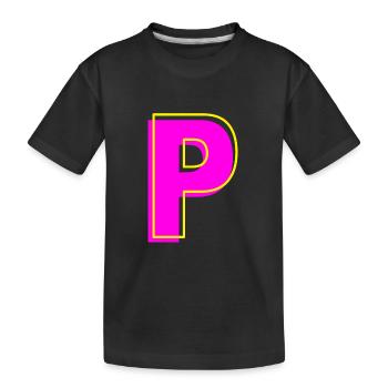 P - Votre nom - Votre lettre - T-shirt bio Premium Enfant - noir - Devant