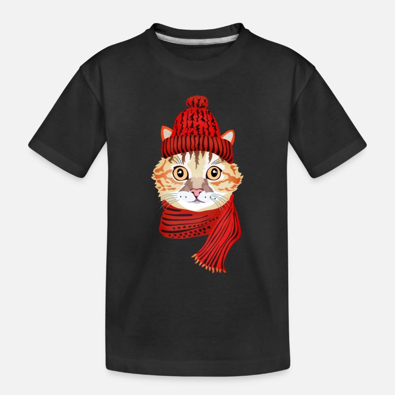 chat hiver - T-shirt bio Premium Enfant - noir