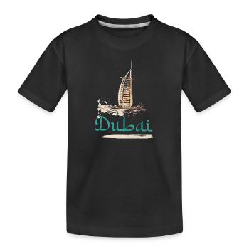 Illustration Burj Al-Arab Hotel, Ikone von Dubai - Kinder Premium Bio T-Shirt - Schwarz - Vorne