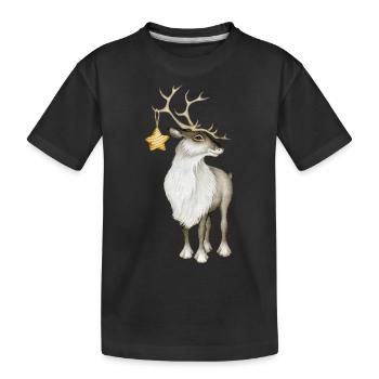 Reindeer with star - Kids' Premium Organic T-Shirt - black - Front