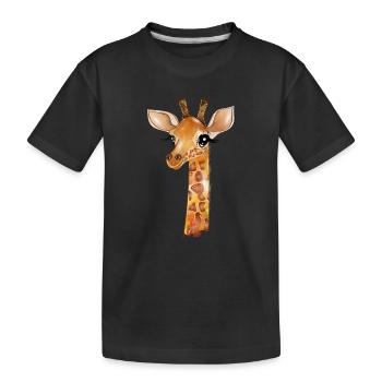 Zeichnung einer niedlichen Giraffe - Kinder Premium Bio T-Shirt - Schwarz - Vorne