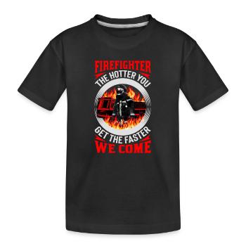 Héros pompier dans un cercle de flammes - T-shirt bio Premium Enfant - noir - Devant