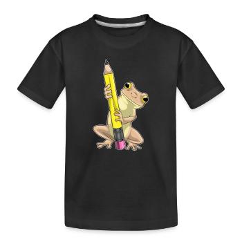 Frog Pupil Pencil School - Kids' Premium Organic T-Shirt - black - Front