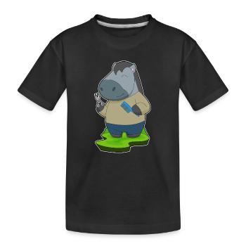 Peigne à ciseaux de coiffeur de cheval - T-shirt bio Premium Enfant - noir - Devant