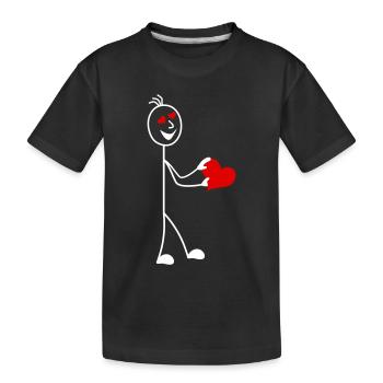 Figurine allumette avec coeur et cœurs dans les yeux - T-shirt bio Premium Enfant - noir - Devant