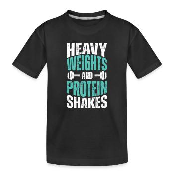 Schwergewichte und Protein Shakes - Kinder Premium Bio T-Shirt - Schwarz - Vorne