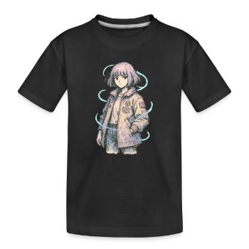Neon Patch Bomber Mädchen - Kinder Premium Bio T-Shirt - Schwarz - Vorne