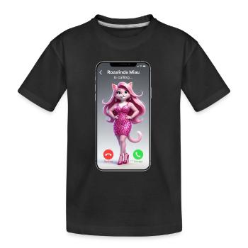 Pink Catgirl on Call - Kids' Premium Organic T-Shirt - black - Front