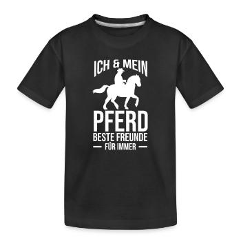 Reiten Pferdeliebhaber Reiterhof Pferde - Kinder Premium Bio T-Shirt - Schwarz - Vorne
