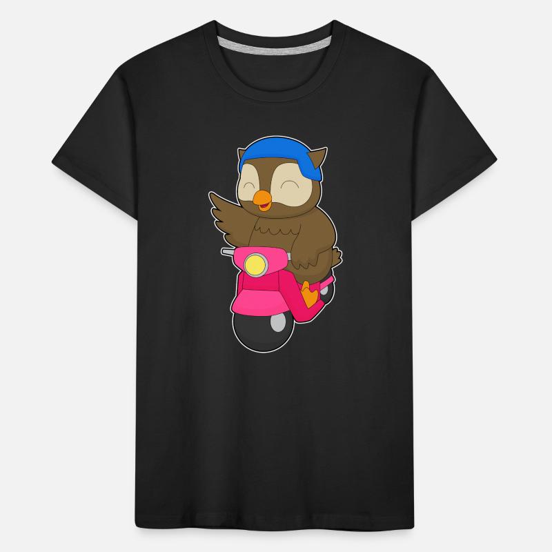 Eule Motorroller Kinder Premium Bio T-Shirt