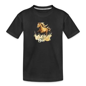 Horse Horses Riding Rider Birthday 09 - Kids' Premium Organic T-Shirt - black - Front