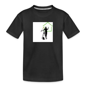 Homme sur escabeau - T-shirt bio Premium Enfant - noir - Devant