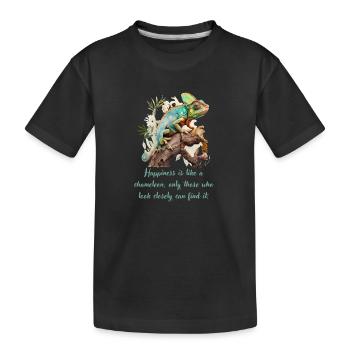 Caméléon-Bonheur est comme un caméléon, ... Étroit - T-shirt bio Premium Enfant - noir - Devant