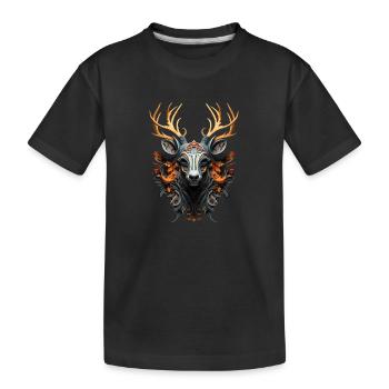 Deer Power Animal Traditional Costume Village Festival for Village Children - Kids' Premium Organic T-Shirt - black - Front