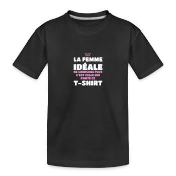 The ideal woman, look no further, is me - Kids' Premium Organic T-Shirt - black - Front