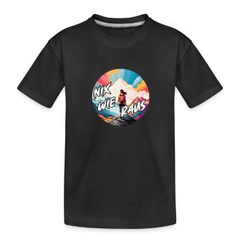 Nix wie raus - in die Natur - auf die Berge - Kinder Premium Bio T-Shirt - Schwarz - Vorne