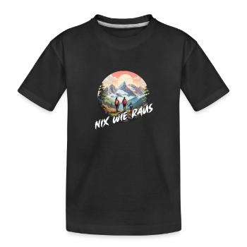 Nix wie raus mit der Familie in die Natur Wandern - Kinder Premium Bio T-Shirt - Schwarz - Vorne