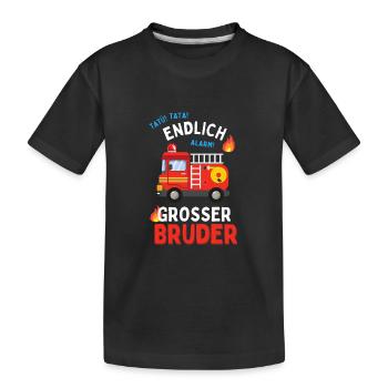 Ich werde Großer Bruder 2024 Loading Feuerwehr - Kinder Premium Bio T-Shirt - Schwarz - Vorne
