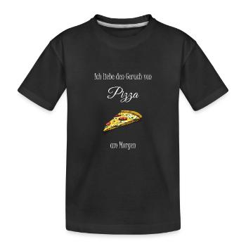J’adore l’odeur de la pizza le matin - T-shirt bio Premium Enfant - noir - Devant