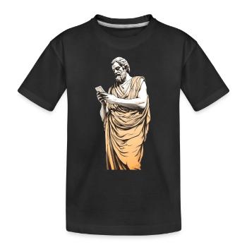 Philosophe grec avec smartphone - T-shirt bio Premium Enfant - noir - Devant
