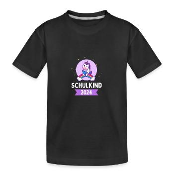 Schulkind 2024 Einhorn 1. Klasse Herz Einschulung - Kinder Premium Bio T-Shirt - Schwarz - Vorne