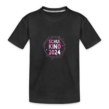 Schulkind 2024 Einhorn 1. Klasse Stern Einschulung - Kinder Premium Bio T-Shirt - Schwarz - Vorne