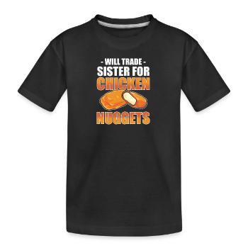 Chicken Nugget Chicken Nuggets - Kinder Premium Bio T-Shirt - Schwarz - Vorne