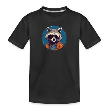 raccoon sunglasses dandruff ringtail - Kids' Premium Organic T-Shirt - black - Front