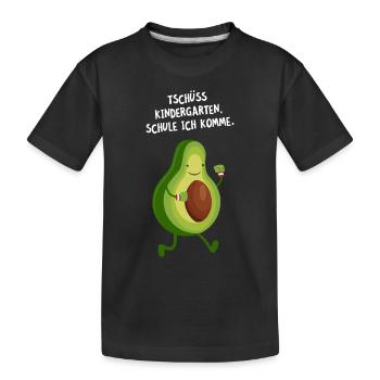 Tschüss Kindergarten Schule Ich Komme Avocado - Kinder Premium Bio T-Shirt - Schwarz - Vorne