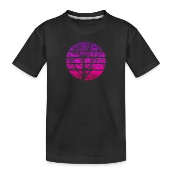 Baum Sonnenuntergang - Wandern - Kinder Premium Bio T-Shirt - Schwarz - Vorne